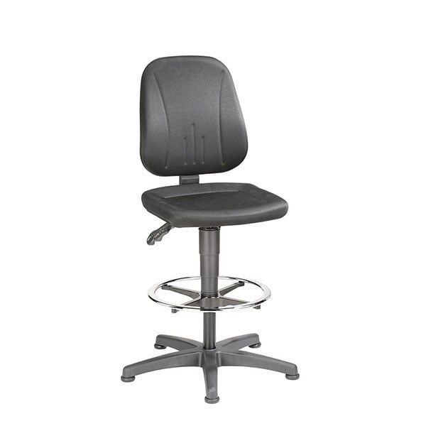 Лабораторен работен стол Bimos Unitec 9651, висок, екокожа, до 120 kg, черен