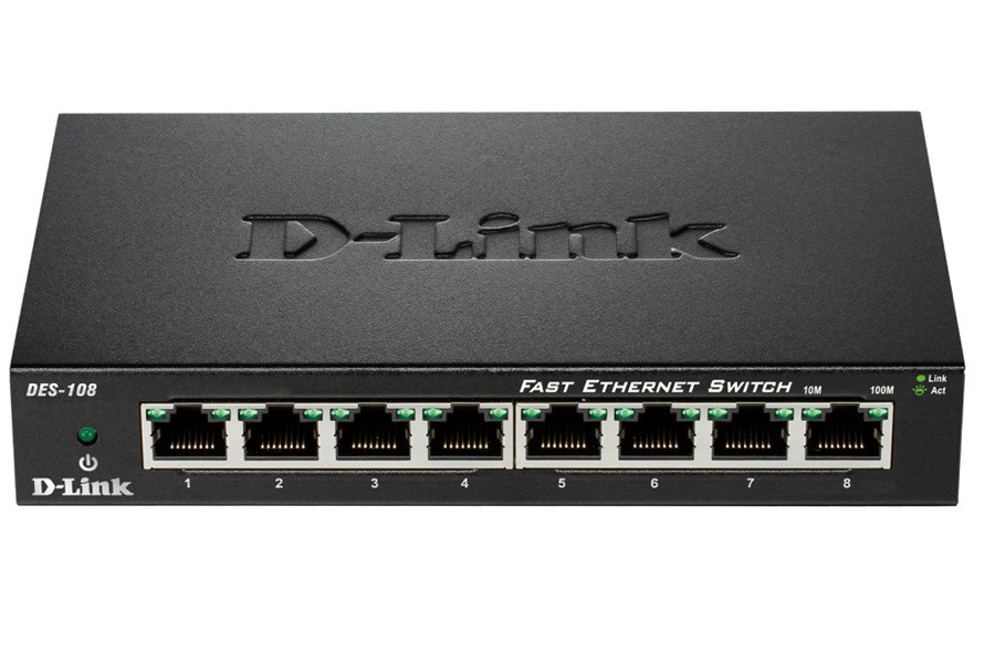 Комутатор D-Link 8-Port  10/100 Fast Ethernet Metal Housing Unmanaged DES-108/E