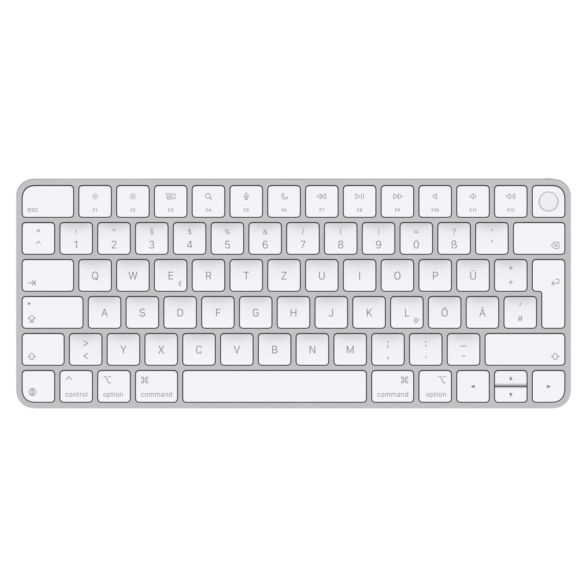 Apple Magic клавиатура Универсален USB + Bluetooth QWERTZ Немски Сребърен, Бяла