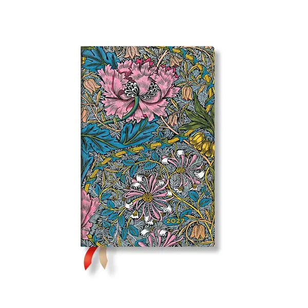 Paperblanks Планер William Morris, Mini, 1 ден на страница, твърда корица, 216 листа, за 2027 година