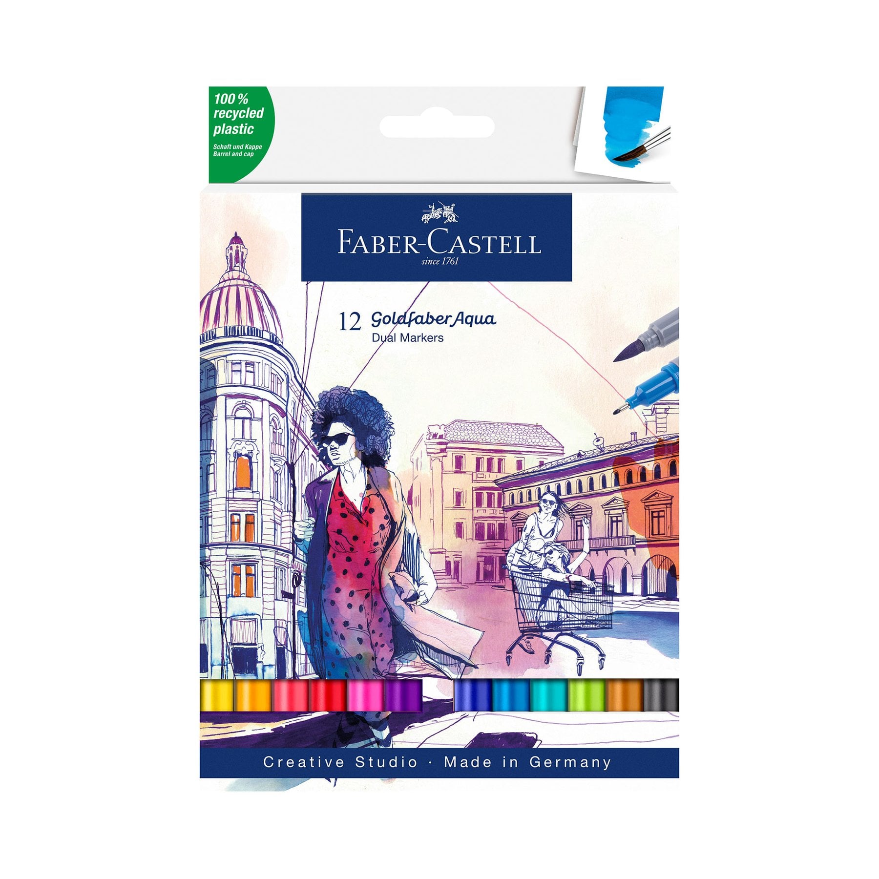 Faber-Castell Маркер Goldfaber Aqua Dual, 12 цвята