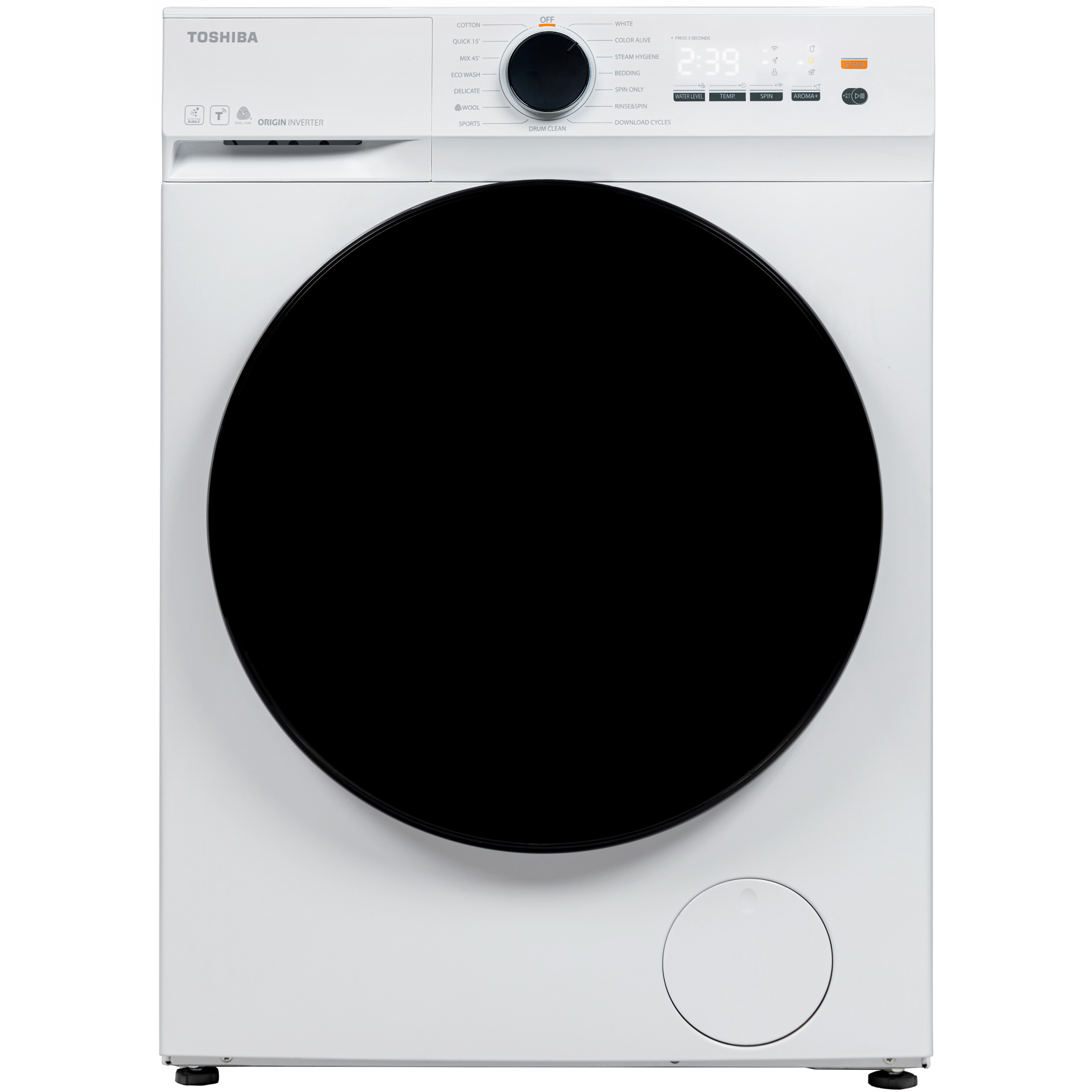 Пералня Toshiba TW-T21BU80UWBK(WW) , 1200 об./мин., 7.00 kg, A , Бял