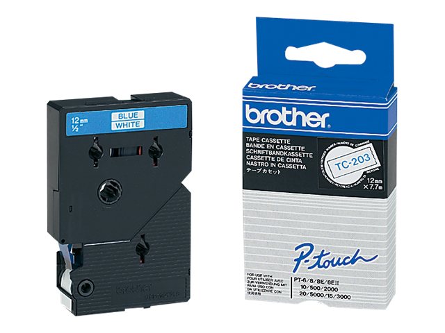 BROTHER P-Touch TC-203 blue on white 12mm