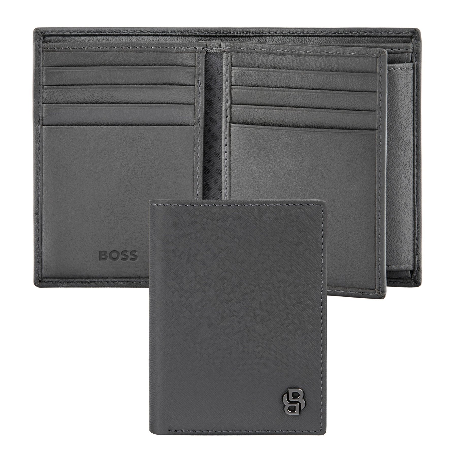 Hugo Boss Калъф за карти Saffiano, с 12 отделения, сив