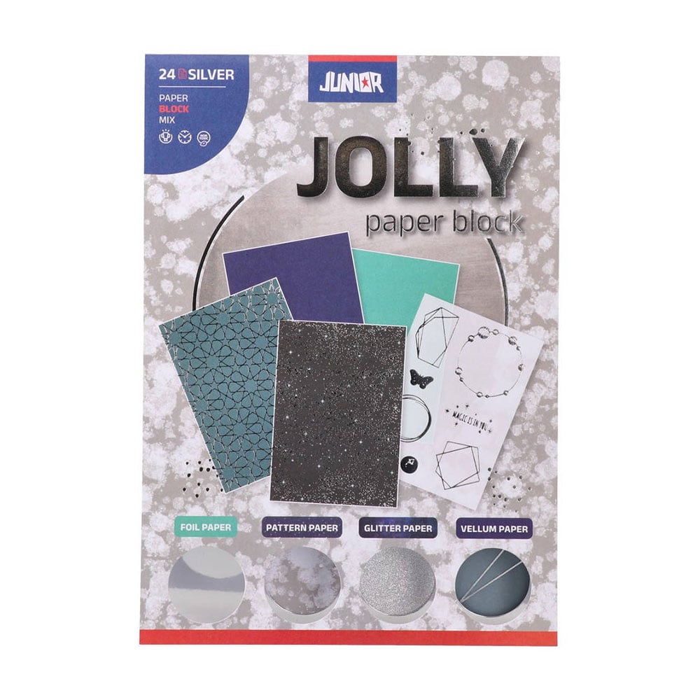 Блок дизайнерска хартия Junior, А5, сребриста, 5 броя