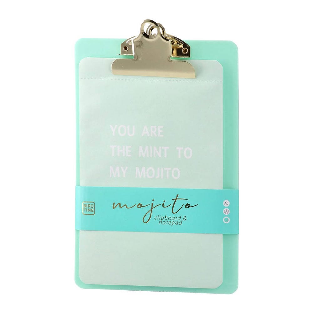 Клипборд Biro Time Moonstone, А5, с пад за писане, мента