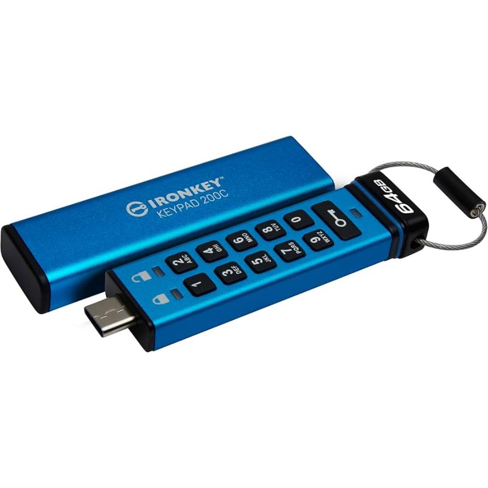Kingston 64GB IronKey Keypad 200 FIPS140-3 Lvl3 AES-256 (IKKP200C/64GB) (KINIKKP200C-64GB)