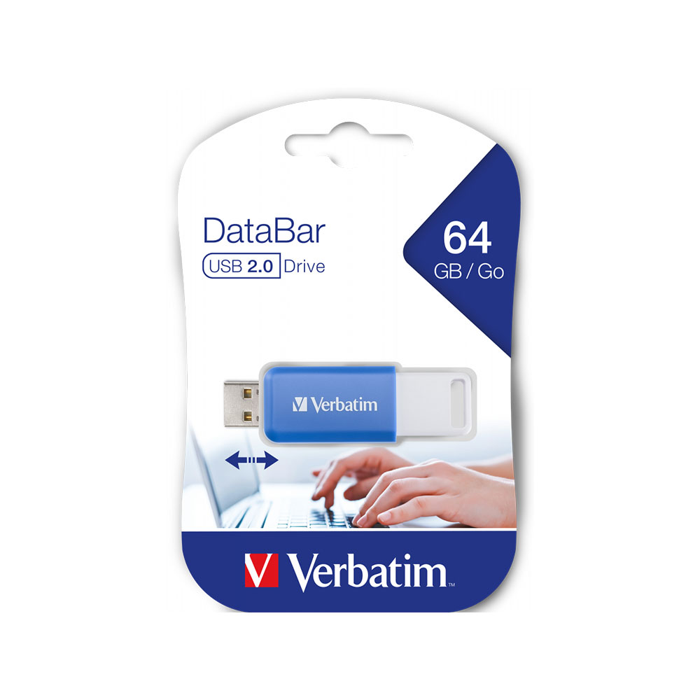 USB флаш памет DataBаr Verbatim, USB 2.0, 64 GB, синя