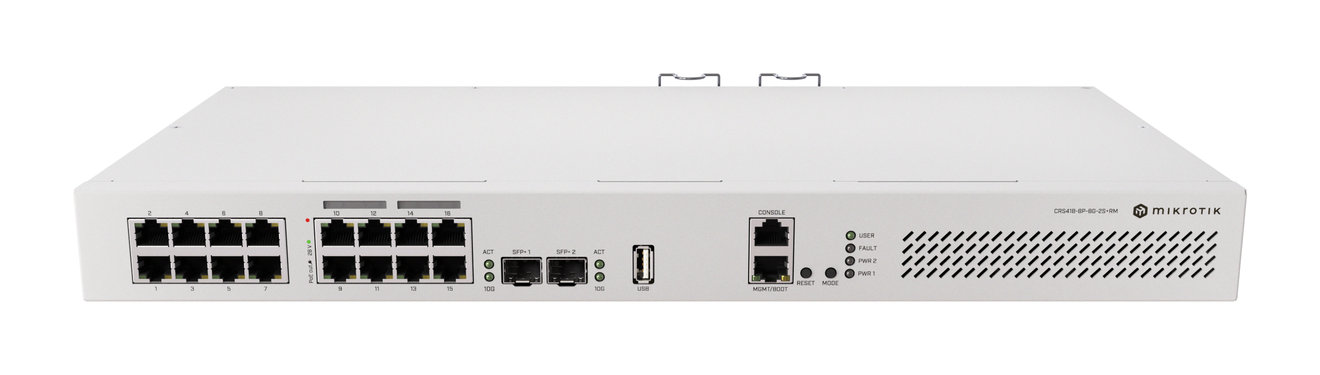 19-портов Gigabit комутатор MikroTik CRS418-8P-8G-2S+RM