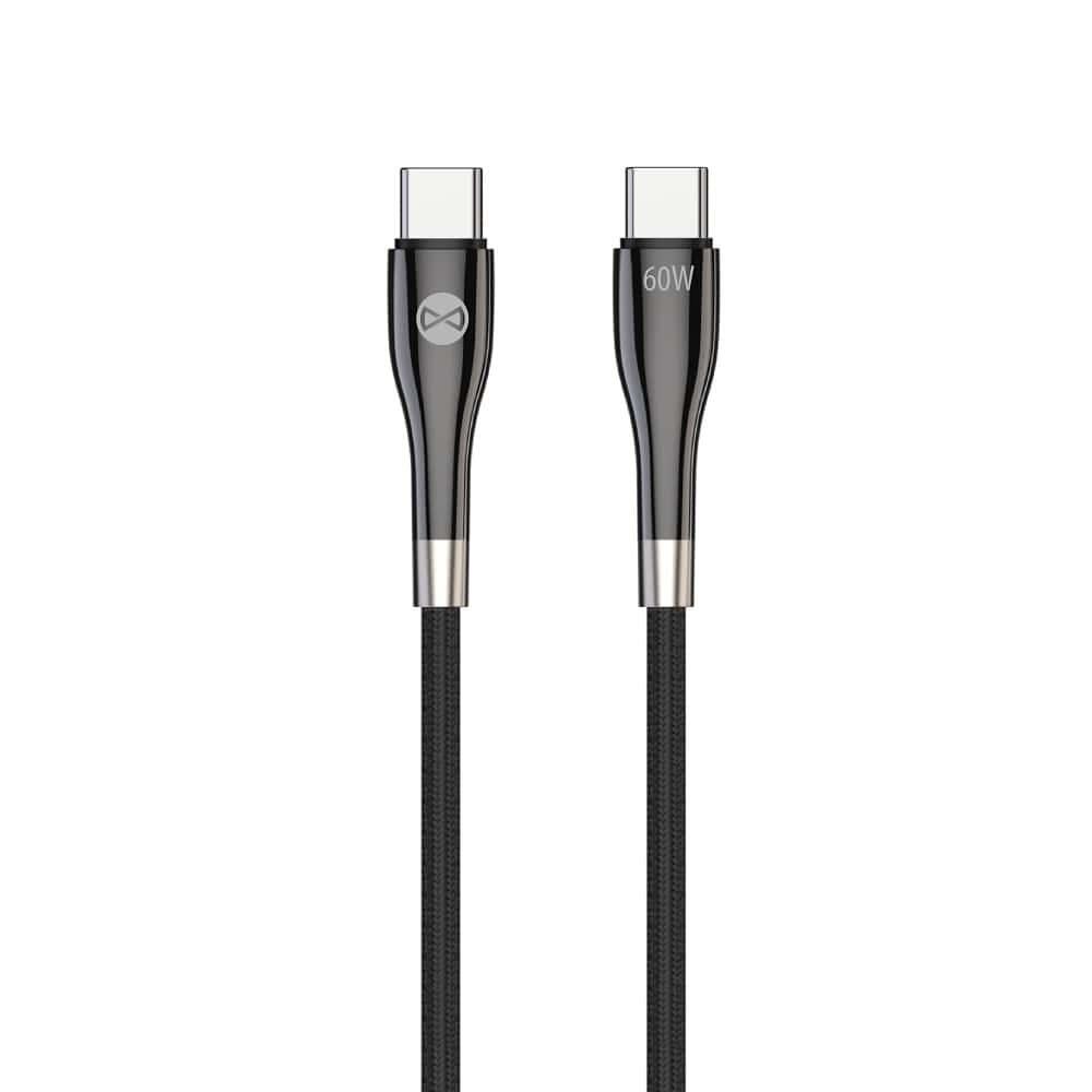 Кабел данни USB-C- USB-C Forever Sleek 60W черен