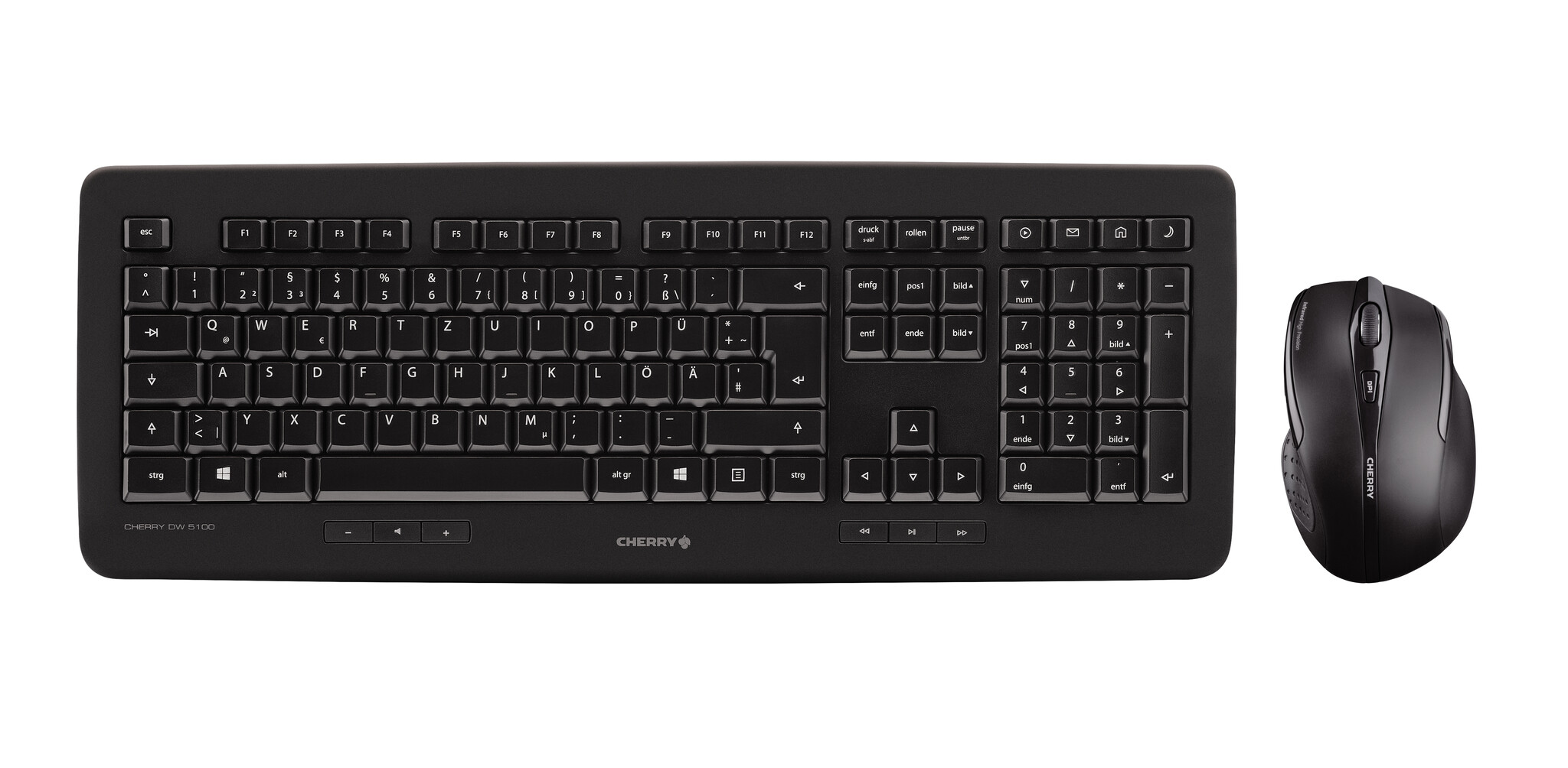 CHERRY DW 5100 клавиатура Включена мишка Универсален РЧ безжичен QWERTZ Немски Черен