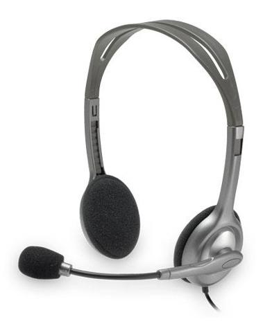 Слушалки с микрофон Logitech - H110, сиви