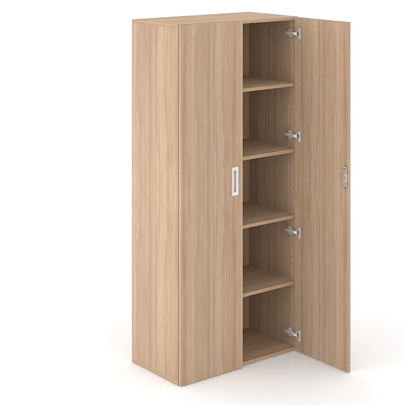 Шкаф Narbutas Choice, 800 x 420 x 1780 mm, ПДЧ 18 mm, меламин избелен дъб, меламин избелен дъб, бяла дръжка