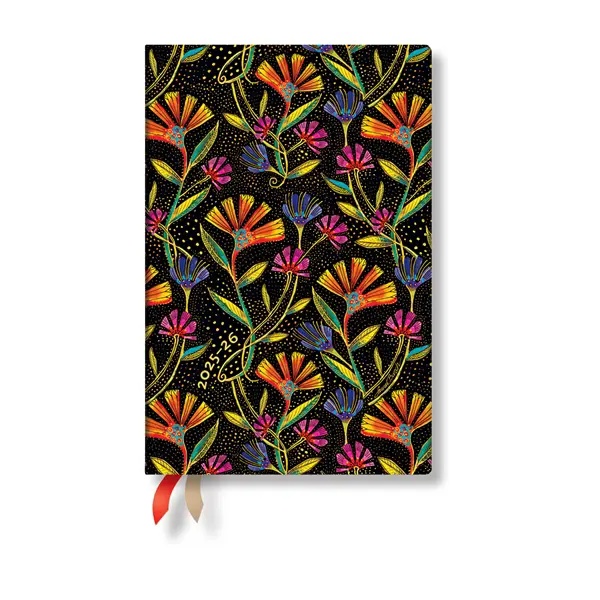 Paperblanks Планер Wild Flowers, Mini, хоризонтален, твърда корица, 104 листа, за 2025-2026 година