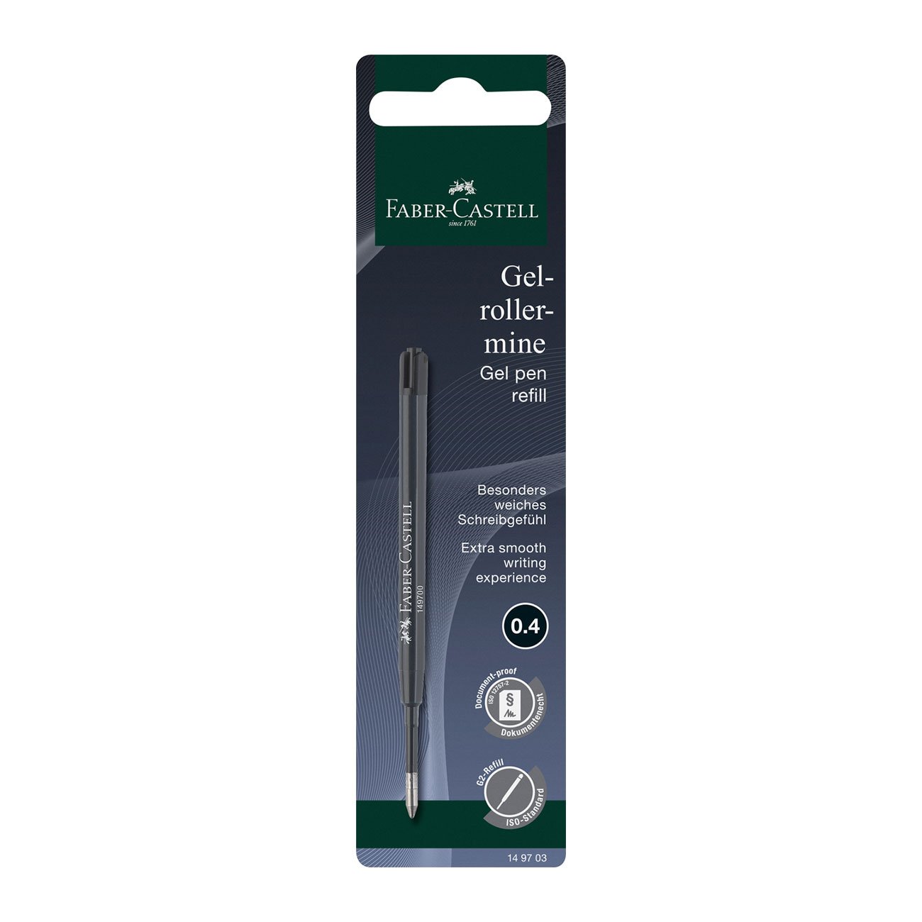 Faber-Castell Пълнител за гел химикалка G2, F, черен, в блистер