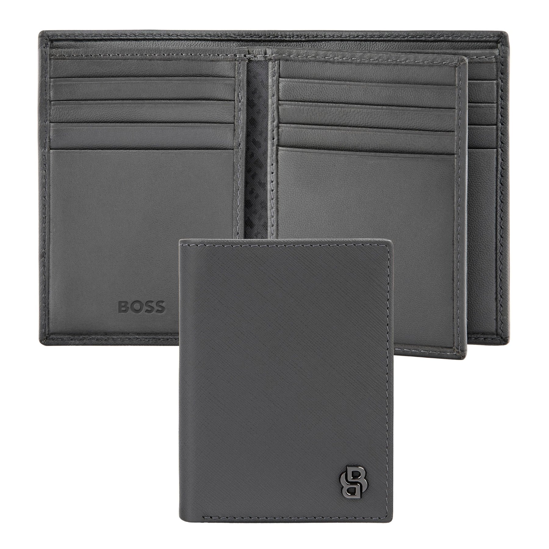 Hugo Boss Калъф за карти Saffiano, с 16 отделения, сив