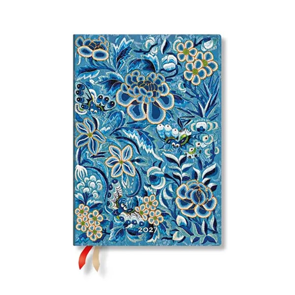 Paperblanks Планер Blue Willow, Midi, хоризонтален, мека корица, 88 листа, за 2027 година