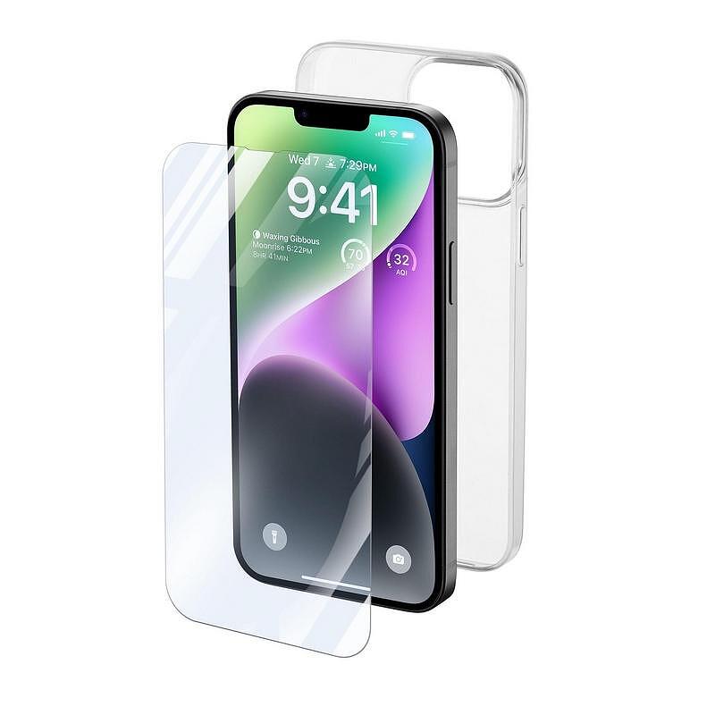 Калъф Cellularline iPhone 14 Plus прозрачен + протектор за дисплей