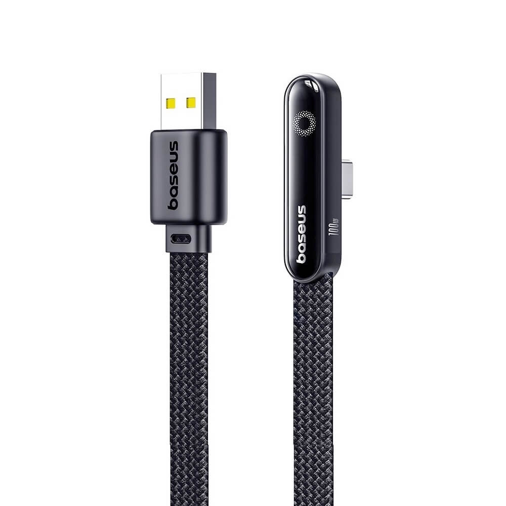 Baseus MVP 3 Angled USB-A to USB-C Data Cable 100W - USB-A към USB-C кабел за устройства с USB-C порт (200 см) (черен)