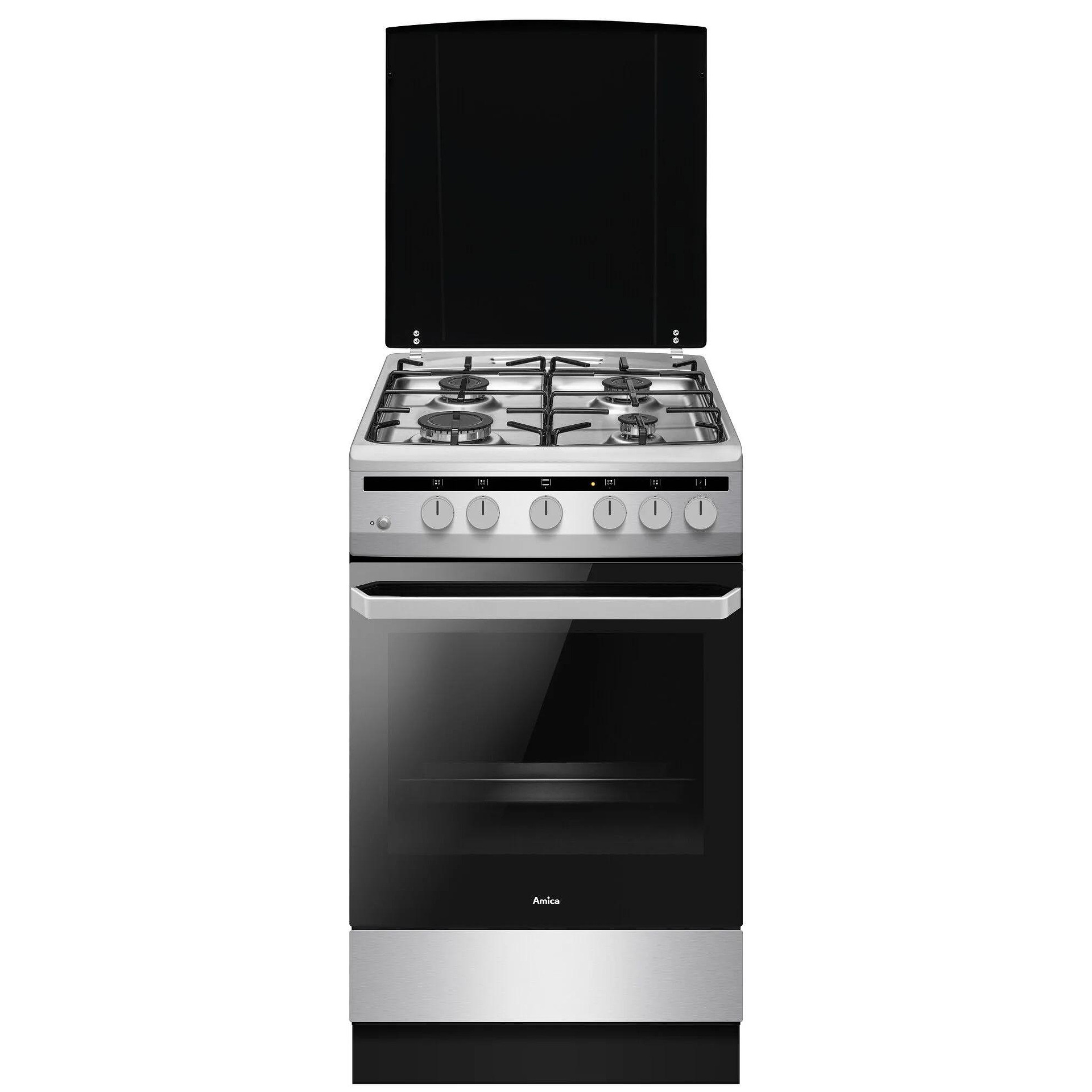Готварска печка (газ) AMICA 507GG5.43HZpMs(Xx) , 4 Газови , INOX