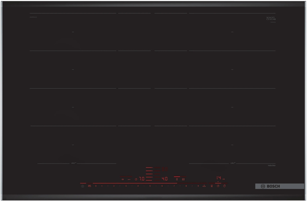 Bosch PXY875DC1E, SER8, Induction electric cooktop, 4 zones (2 Flex ext.), PerfectFry 5t, ComfortProfile, 7,4 kW, 80cm