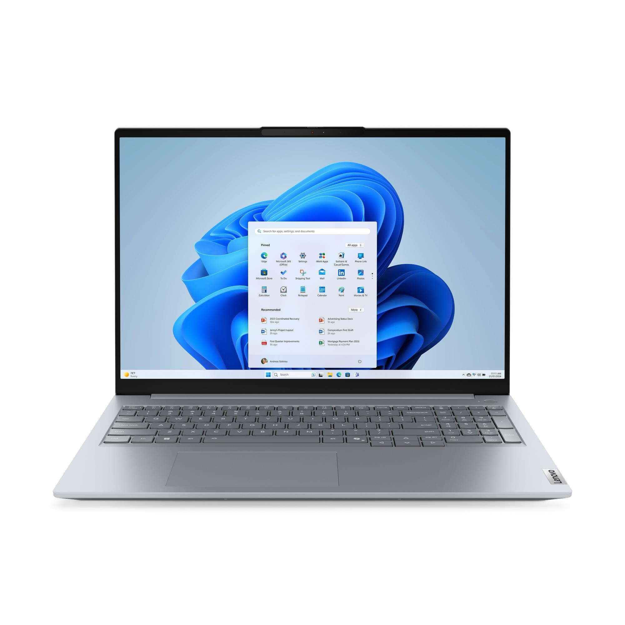 Lenovo ThinkBook 16 G9 IRL Intel Core 7 240H Ноутбук 40,6 см (16") WUXGA 16 GB DDR5-SDRAM 512 GB SSD Wi-Fi 7 (802.11be) Windows 11 Pro Сив