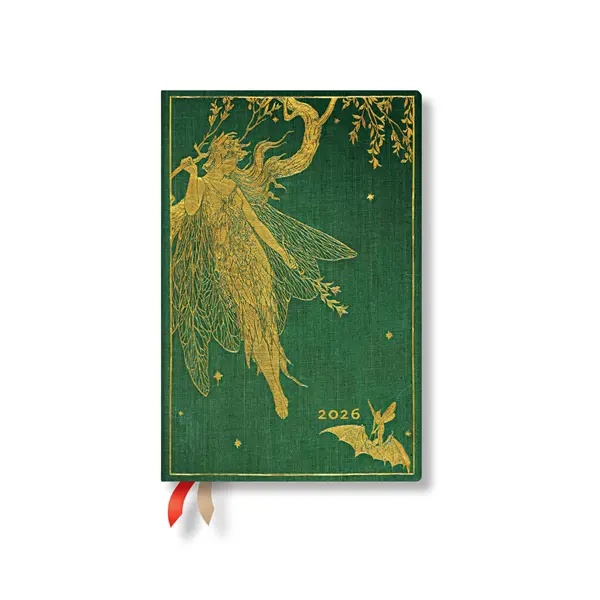 Paperblanks Планер Olive Fairy, Mini, 1 ден на страница, твърда корица, 208 листа, за 2026 година
