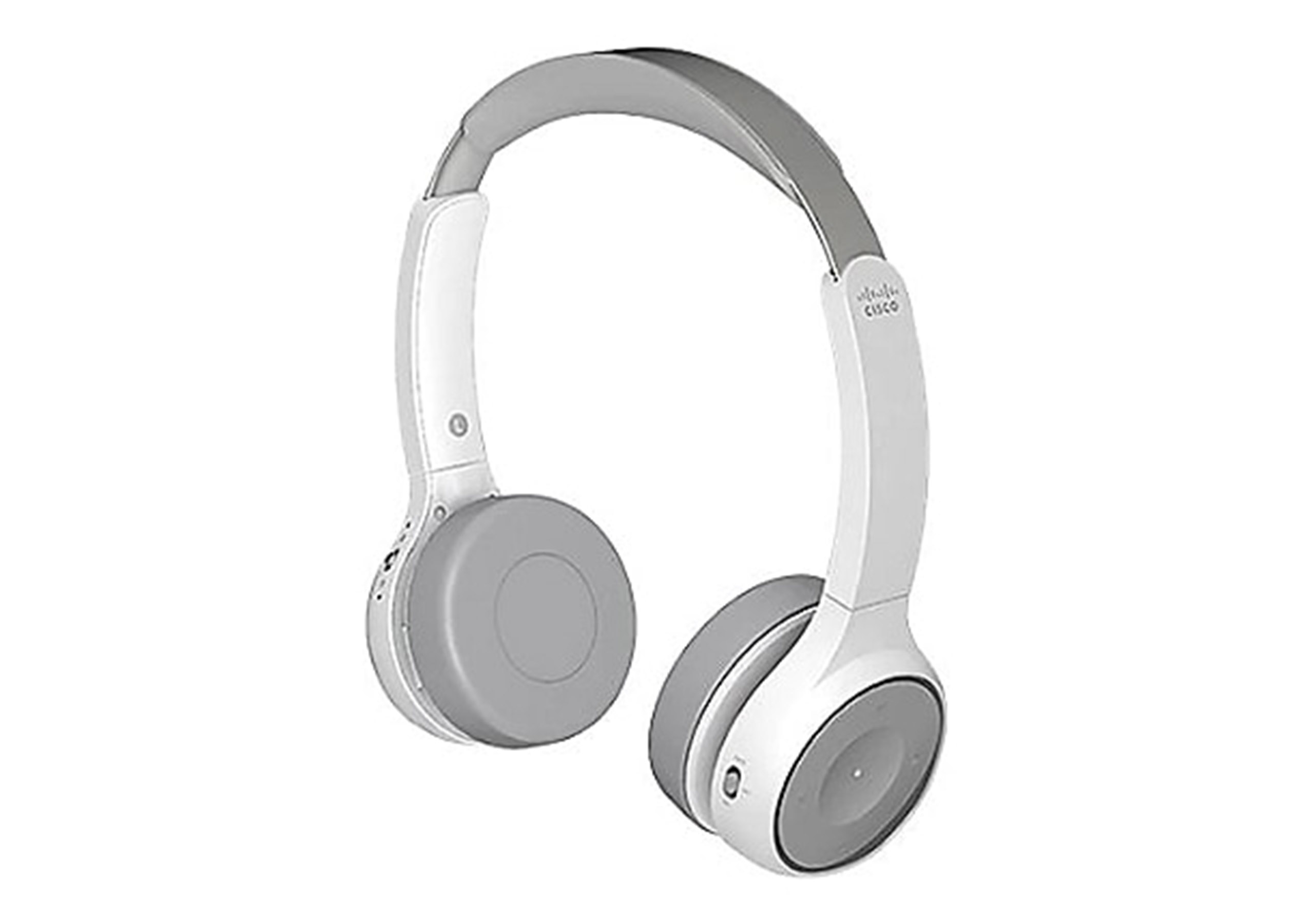 Cisco 730 Слушалки Жична и безжична Лента за глава Обаждания/музика Bluetooth Стойка за зареждане Платина, Бяла