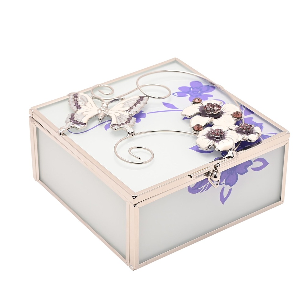 Стъклена кутия Sophia Purple Butterfly/Flowers