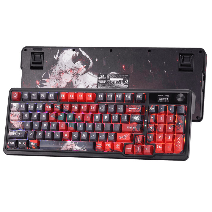REDRAGON ARTEMIS K719 PRO Anime Keyboard клавиатура Игри USB + Bluetooth QWERTY Американски английски език Черен, Червен, Сив